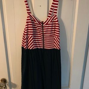 Red, white and blue midi dress